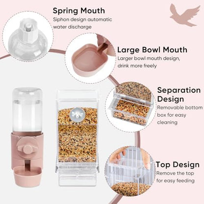 lemtrflo No Mess Bird Feeder Water Dispenser Set, Bird Feeder for Cage