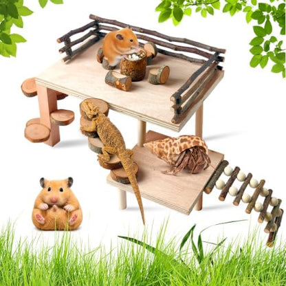 Wooden Hamster Playground, Hamster Platform, Hamster Climbing Hide Frame