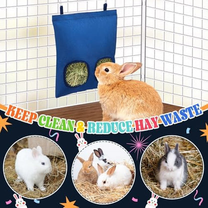 UPINS 2 Pack Guinea Pig Hay Feeder Bag,Bunny Rabbit Cage Bag Hanging Holder