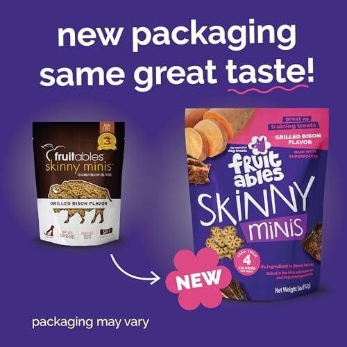 Fruitables Skinny Mini Dog Treats, Training Treats, Grilled Bison, 5oz