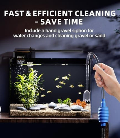 5 Gallon Fish Tank Starter Kit with Heater Filter Light Glass Rimless