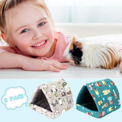 UPINS 2 Pack 9.8 inches Guinea Pig Bed,Guinea Pig Hideout