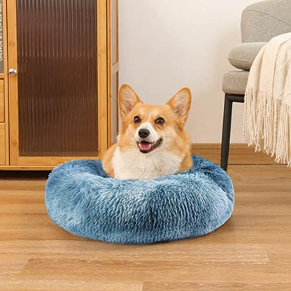 NOYAL Donut Dog Bed for Small Medium Pets, Plush Calming Faux Fur