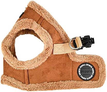 Puppia Terry Vest Dog Harness Step-in Winter Suede Warm No Choke No Pull Training Walking for Small and Medium Dog, Brown, Small