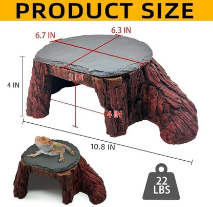 Bearded Dragon Basking Platform,Reptile Hide Cave with Basking Rock