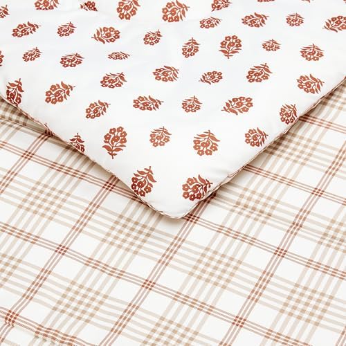 Amazon Basics Lightweight Microfiber Comforter Sets, 2-Pieces, Off White, Floral, Twin/Twin XL