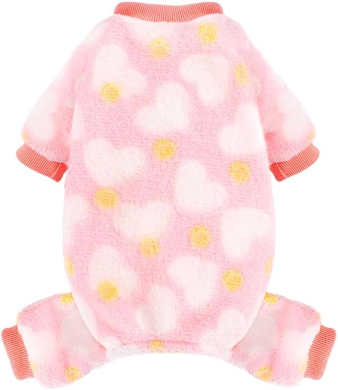 YIKEYO Small Dog Sweater,Dog Pajamas for Small Dogs,Cotton Stretchable Pet Pajamass Jammies Sweater for Dogs Female Male,Valentine's Day Winter Clothes Doggy Puppy Girl(Pink, XS)