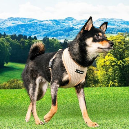 Puppia Amatus Dog Harness A (Over-The-Head) Fashionable Houndstooth Pattern Spring Summer Harness for Small and Medium Dogs, Beige, X-Large