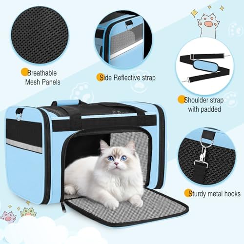 HUANLANG Large Cat Carrier Travel Soft Sided Pet Carrier Airline Approved