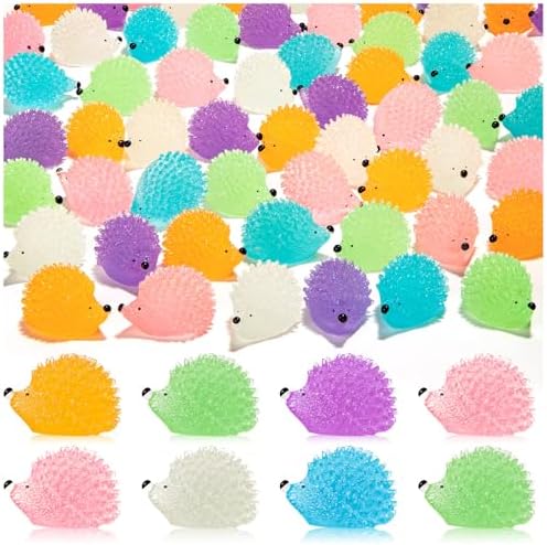 60PCS Luminous Mini Resin Hedgehogs Tiny Resin Hedgehogs for Dollhous
