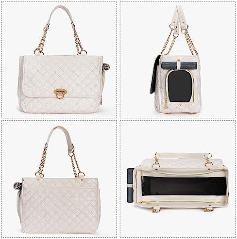 Fashion Pet Carrier Dogs Cat Small Animals Purse Bag, Leather Pet Carriers Dog Puppy Kitten Tote Travel Handbag TSA Airline-Approved