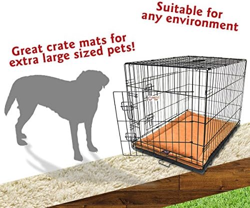 Majestic Pet Dog Crate Mat - Machine Washable Soft Plush Pet Bed Pad for Crates & Kennels | USA Crafted | 48"x30" Villa Orange