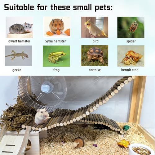 2-Pack Rat Bendy Long Suspension Bridges 15.7 x 3.9 Inch Hamster Climbing Ladder Flexible Hamster Wooden Bridge for Mouse Rat