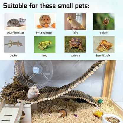 2-Pack Rat Bendy Long Suspension Bridges 15.7 x 3.9 Inch Hamster Climbing Ladder Flexible Hamster Wooden Bridge for Mouse Rat
