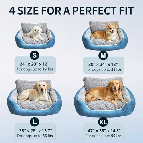 Small Dog Bed & Cat Sofa, 24"x20"x12" Soft Plush Calming Pet Bed for Sleep, All-Season Faux Fur Linen Orthopedic Puppy Bed with Non-Slip Bottom, Machine Washable, Fits Pets up to 17 Ibs
