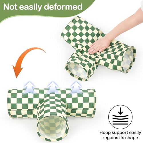 Bienbee Guinea Pig Tunnel, 3-Way Washable Collapsible Toy for Small Animals