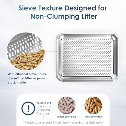 2PK Stainless Steel Litter Box with Lid, High Sided Sifting Litter Boxes for Pine Pellets, 17.3"x13.4"x10.5" Enclosed Metal Litter Box for Small Cats & Multi‑Cat Homes, Anti-Leakage, Easy Cleaning
