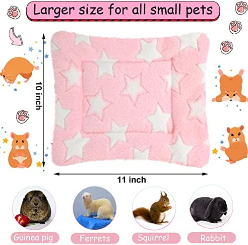 Jetec 3 Pcs Guinea Pig Beds, Fleece Small Animal Mats, Star, Blue