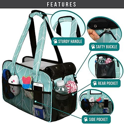 PetAmi Small Dog Purse Carrier, Airline Approved Soft Sided Tote, Teal