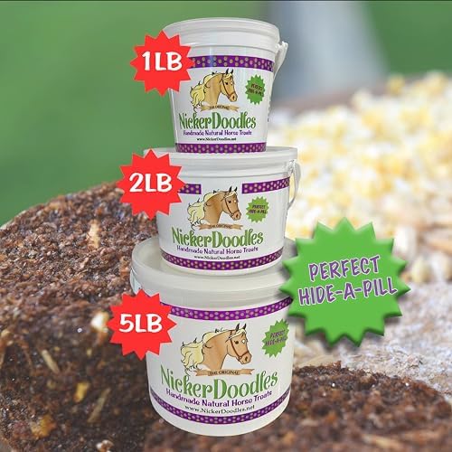 NickerDoodles Horse Treats - 2 lb Pail - Effortlessly Give Medications with Our Soft Baked Treats - Training Treats are The Perfect Motivator - No Additives or Preservatives