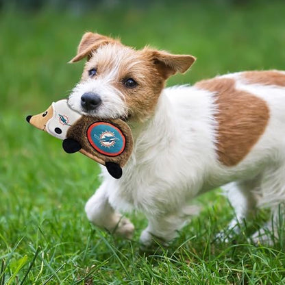 NFL Miami Dolphins Plush Hedgehog Toy for Dogs & Cats, Cool Soft Pet Toy for Fun and Interactive Play, Dog Chew Toy with Squeaker, Licensed Hot Pet Toy