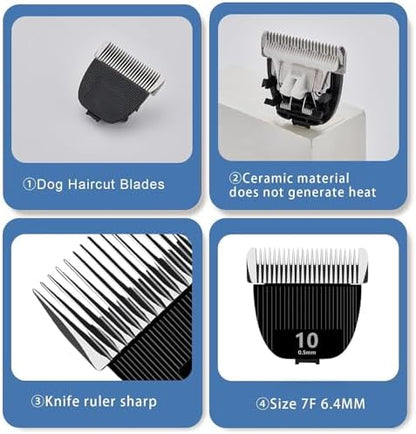 2PCS Replacement Blade for nebot P1 Pro Pet Grooming Kit & Vacuum Size-10 Cut Length 1/50"(0.5mm),Made of Ceramic Blade & Stainless Steel Blade