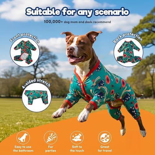 LovinPet Dog Clothes Large Breed XXL, Turquoise Peacock Prints, Green, 2XL