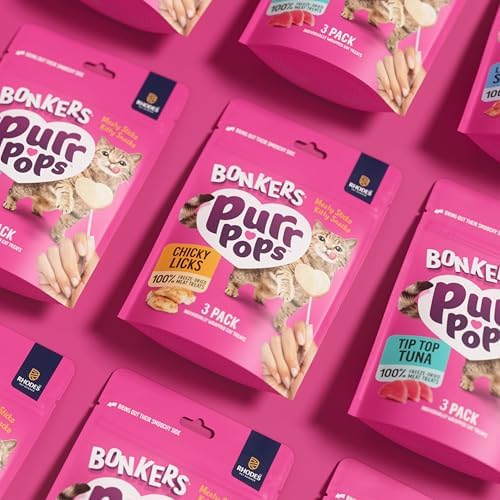 Bonkers Purrpops Freeze-Dried Chicken Flavored Lollipop Treats for Cats, 15 Pack