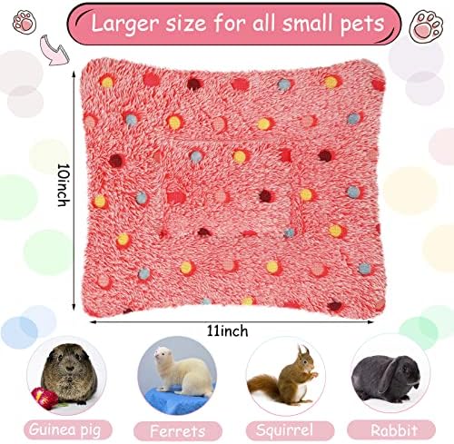 Jetec 3 Pcs Guinea Pig Beds, Fleece Small Animal Mats, Dots, Red