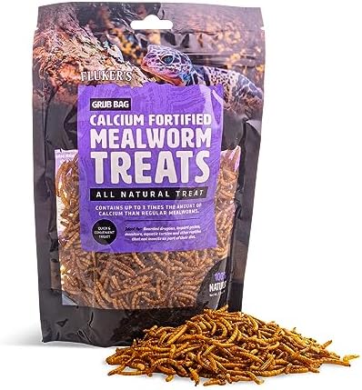 Fluker’s Grub Bag All Natural Calcium Fortified Mealworm Treats, Packed with Protein, Rich in Nutrients, A Reptile Favorite, 3 oz