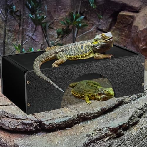 Weysat Large Bearded Dragon Basking Platform Reptile Hide Cave, 12.6x7x3 in