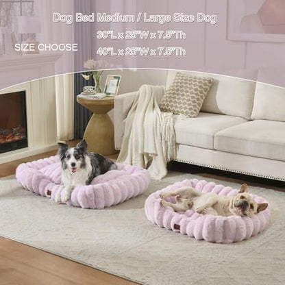 Luxury Dog Beds,Large Sized Dog Washable Furry Pet Beds,Comfort Rectangle Pet Sofa Couch with Ultra,Puppy Beds with Removable Zipper Cover,40x30x7.5inches,Lavender