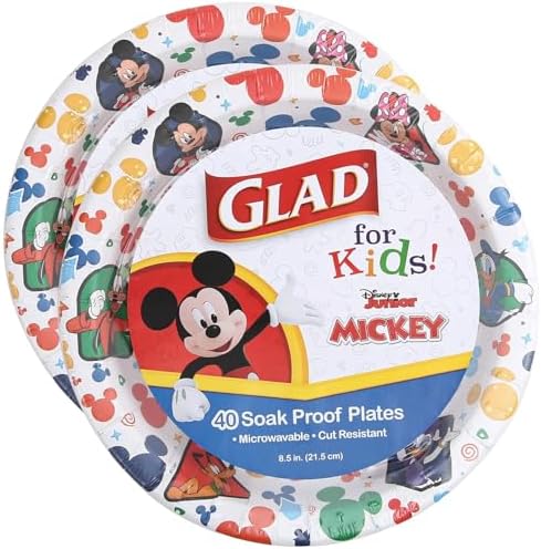 Glad for Kids Disney Mickey and Friends Paper Plates, 8.5 in, 40 Ct, 2-Pack