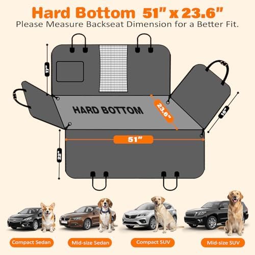 URPOWER Hard Bottom Dog Car Seat Cover for Back Seat, Waterproof Hammock