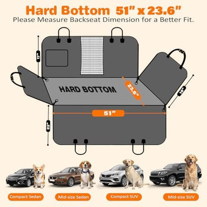 URPOWER Hard Bottom Dog Car Seat Cover for Back Seat, Waterproof Hammock
