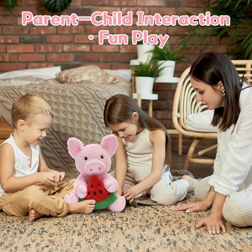 MaoGoLan Pig Stuffed Animal Kawaii Cute Pig Plush, 11.8" Watermelon Stuffed Pig Plushies Toy, Gift for Girls Kids Boys Adults, Home Room Office Desk Decor (Pink)