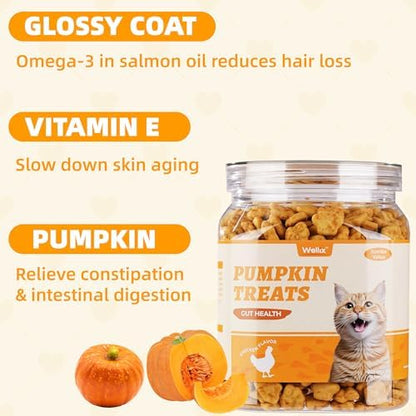 Wellix 13.05 oz Healthy Cat Treats Pumpkin Flavor for Sensitive Stomachs