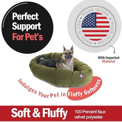 Majestic Pet Micro Velvet Dog Bed, 52 Inch X-Large, Round, Washable, Fern
