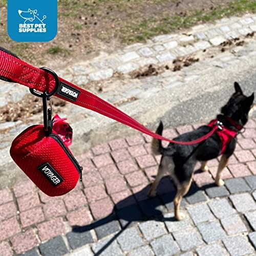 Best Pet Supplies Dog Poop Bag Holder Leash Attachment with Reusable Dispenser for Travel, Walking, Park, and Outdoor Use, Durable with Clip-On - Turquoise, Mesh Dispenser w/15 Bags