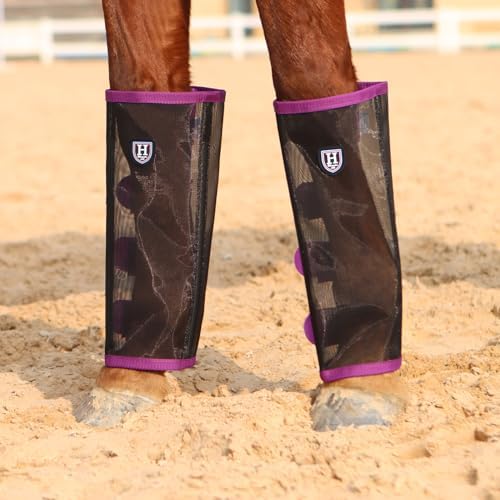 Harrison Howard Loose-Fitting Horse Fly Leggings Breathable, Tear-Resistant Fine Mesh Leg Guards Stay-on Comfortable Fly Boots (Set of 4)