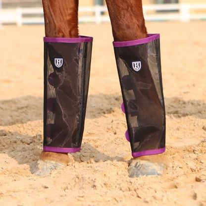Harrison Howard Loose-Fitting Horse Fly Leggings Breathable, Tear-Resistant Fine Mesh Leg Guards Stay-on Comfortable Fly Boots (Set of 4)