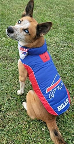 NFL Buffalo Bills Puffer Vest for Dogs & Cats, Size Medium. Warm, Cozy, and Waterproof Dog Coat, for Small and Large Dogs/Cats. Best NFL Licensed PET Warming Sports Jacket