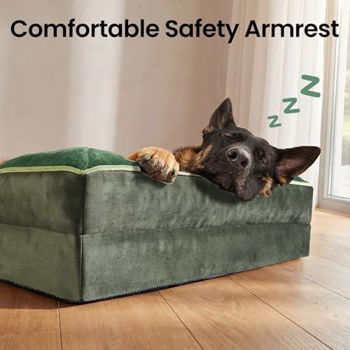 OhGeni Orthopedic Extra Large Dog Bed Couch, Memory Foam, 44-inch (Green)