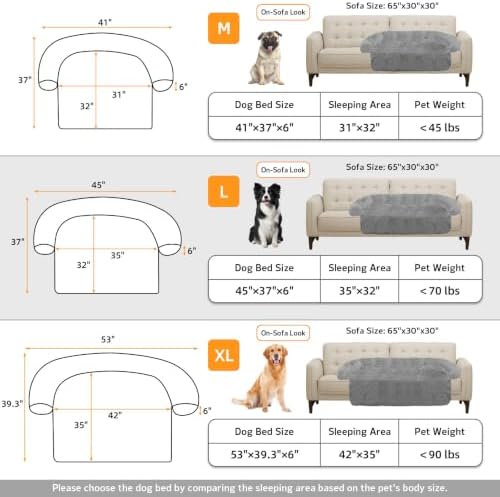 GGIB Calming Dog Bed Fluffy Plush Dog Mat for Furniture Protector with Removable Washable Cover for Large Medium Small Dogs and Cats (Large, Grey)