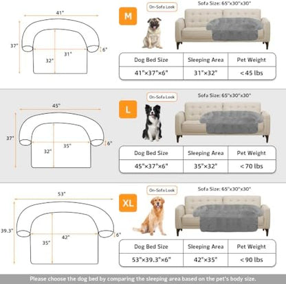GGIB Calming Dog Bed Fluffy Plush Dog Mat for Furniture Protector with Removable Washable Cover for Large Medium Small Dogs and Cats (Large, Grey)