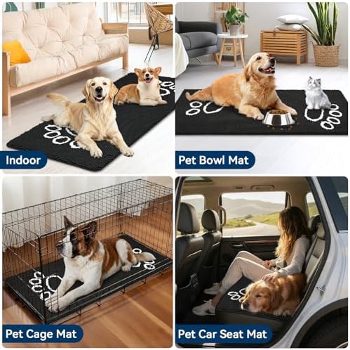 Bcoimo Super Absorbent Dog Door Mat, 60"*24" Anti Slip Mat for Muddy Paws