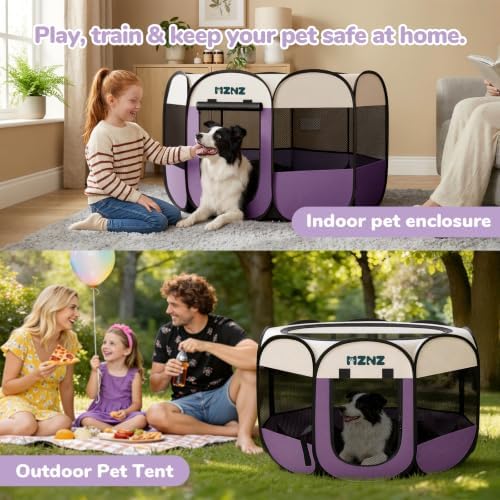 Dog Cat Small Animal Puppy Playpen Crate, Large, Purple