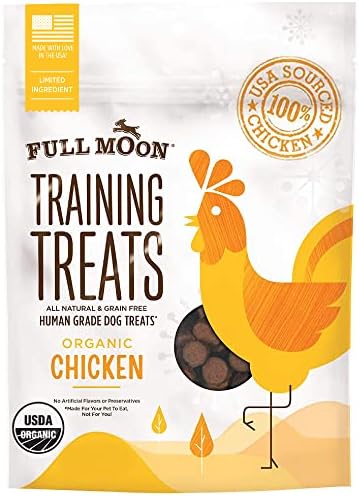 Full Moon USDA Organic Chicken Training Treats Healthy All Natural Dog Treats Human Grade 175 Treats 6 Ounce (Pack of 1)