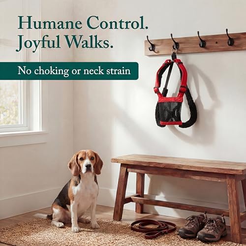 Sporn No Pull Dog Harness, Durable Nylon Mesh Harness for Medium Dogs, No Choke Design, Padded Restraint Sleeves, Adjustable Fit, Easy On/Off, Ideal for Medium Breeds, Red