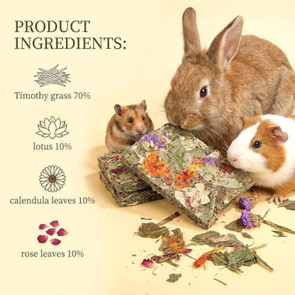 Rabbit Chew Toys 12pcs Timothy Hay Treats Bunny Herbal Flower Snack